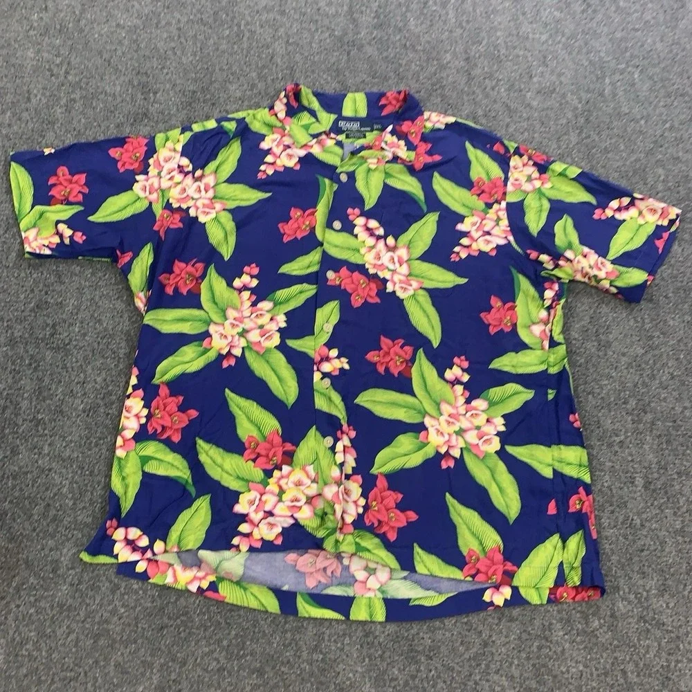 VTG Polo Ralph Lauren Caldwell Shirt Mens XL Floral Rayon Loop Collar Hawaiian